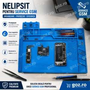 Covor Albastru Silicon S160 pentru Masă de Lucru Service GSM – Antistatic și Rezistent la Temperatură