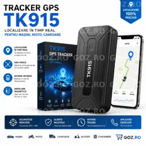 Tracker GPS TK915 cu Magnet Puternic – Localizare Auto în Timp Real pentru Mașini, Moto și Camioane